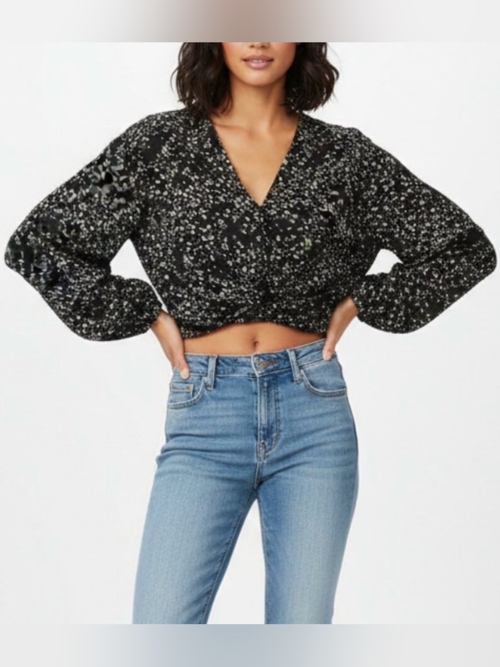 ASTR the Label Black and White Floral Blouse